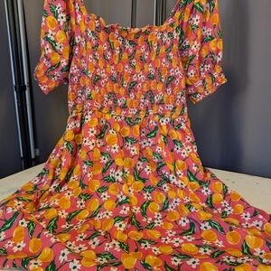 Reese Witherspoon Draper James Floral Pink and Orange Dress